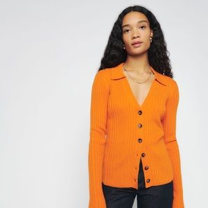 Reformation Cashmere Ribbed Collared Sweater